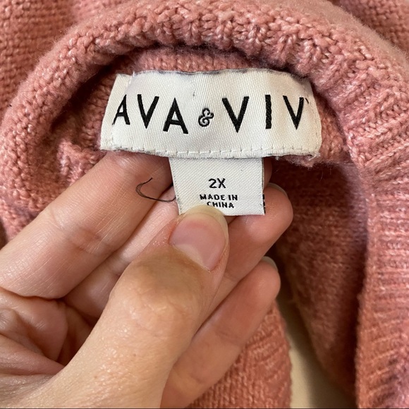Ava & Viv Mock Neck Knit Sweater Dusty Rose - Picture 12 of 13